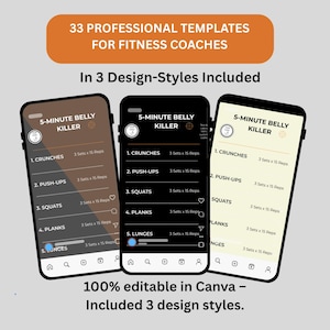 33 modèles Canva pour Instagram dédiés au fitness | Planificateur d'entraînement pour les réseaux sociaux | Conseils nutritionnels | Guide marketing pour coachs sportifs | Téléchargement instantané