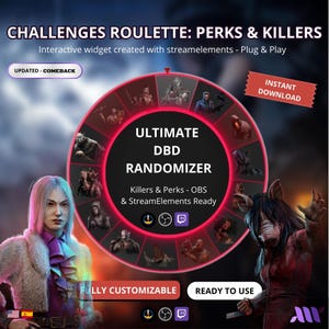 Ruleta de Killers - Perks Survs Dead by Daylight para StreamElements - Widget Interactivo para Twitch y OBS - Killers - Perks Roulette DBD.