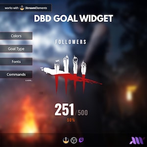 Widget Meta DBD para Twitch | Tracker Seguidores Subs Bits Tips | Overlay Dead by Daylight, StreamElements Personalizable