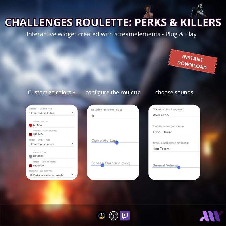 Killers Roulette - Perks Survs Dead by Daylight for StreamElements - Interactive Widget for Twitch and OBS - Killers - Perks Roulette DBD. image 5