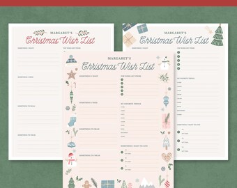 Lista de deseos navideños para empleados: Cuestionario de cosas favoritas (Canva Pro)