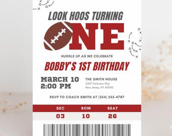 Invitación de cumpleaños para niño de primer año de fútbol americano universitario de Indiana Hoosiers (descarga instantánea)