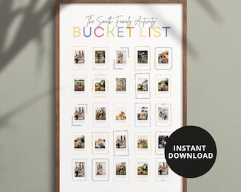 Nuestro libro de aventuras para la familia: lista de actividades de verano imprimibles para niños, póster de foto Polaroid de 24 x 36, plantilla editable de Canva