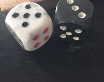 Pair of 2 Vintage Marble Dice