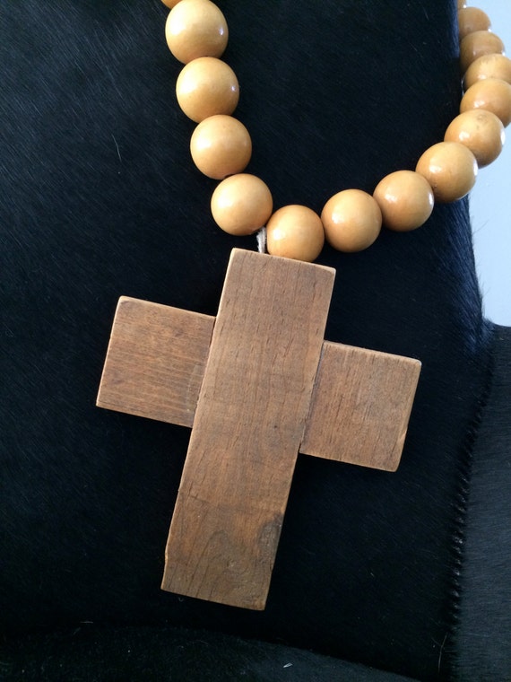 Made to Order Large Prayer Beads with Rustic Wood Cross