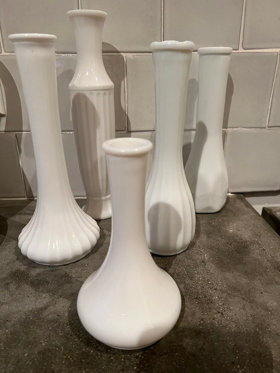 Set of 5 Vintage Milkglass Vases