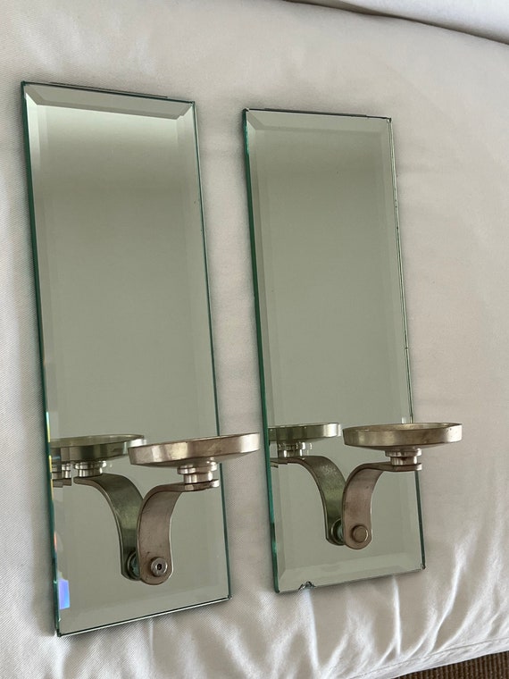 Vintage Beveled Mirror Candle Sconces