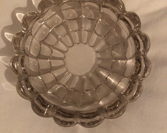 Clear Glass Scalloped Spider Web Ashtray