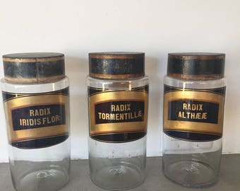 Set of 3 Vintage Apothecary Jars