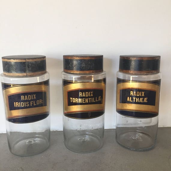 Set of 3 Vintage Apothecary Jars