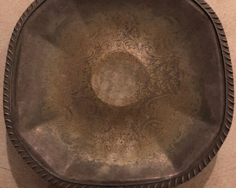 vintage octagon silver pedestal platter