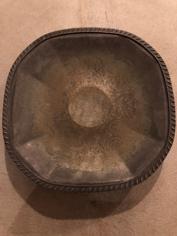 vintage octagon silver pedestal platter