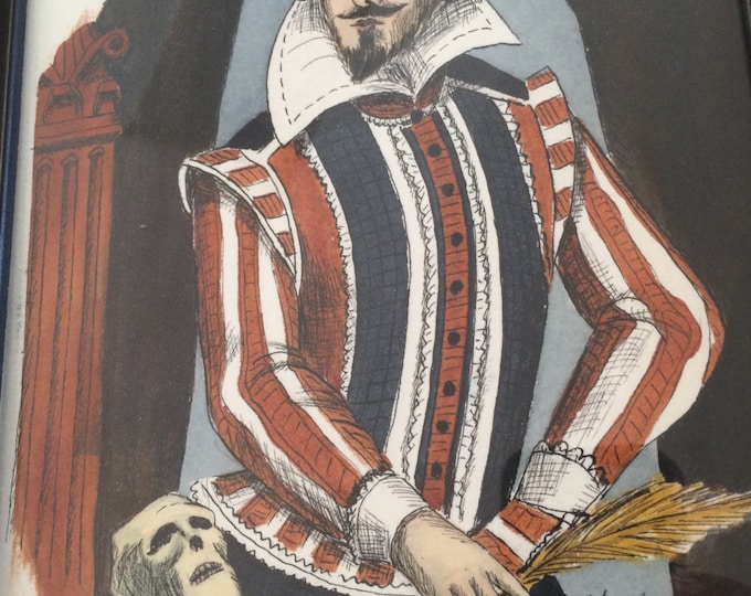 Featured listing image: SET of 12 Framed Shakespeare character illustrations