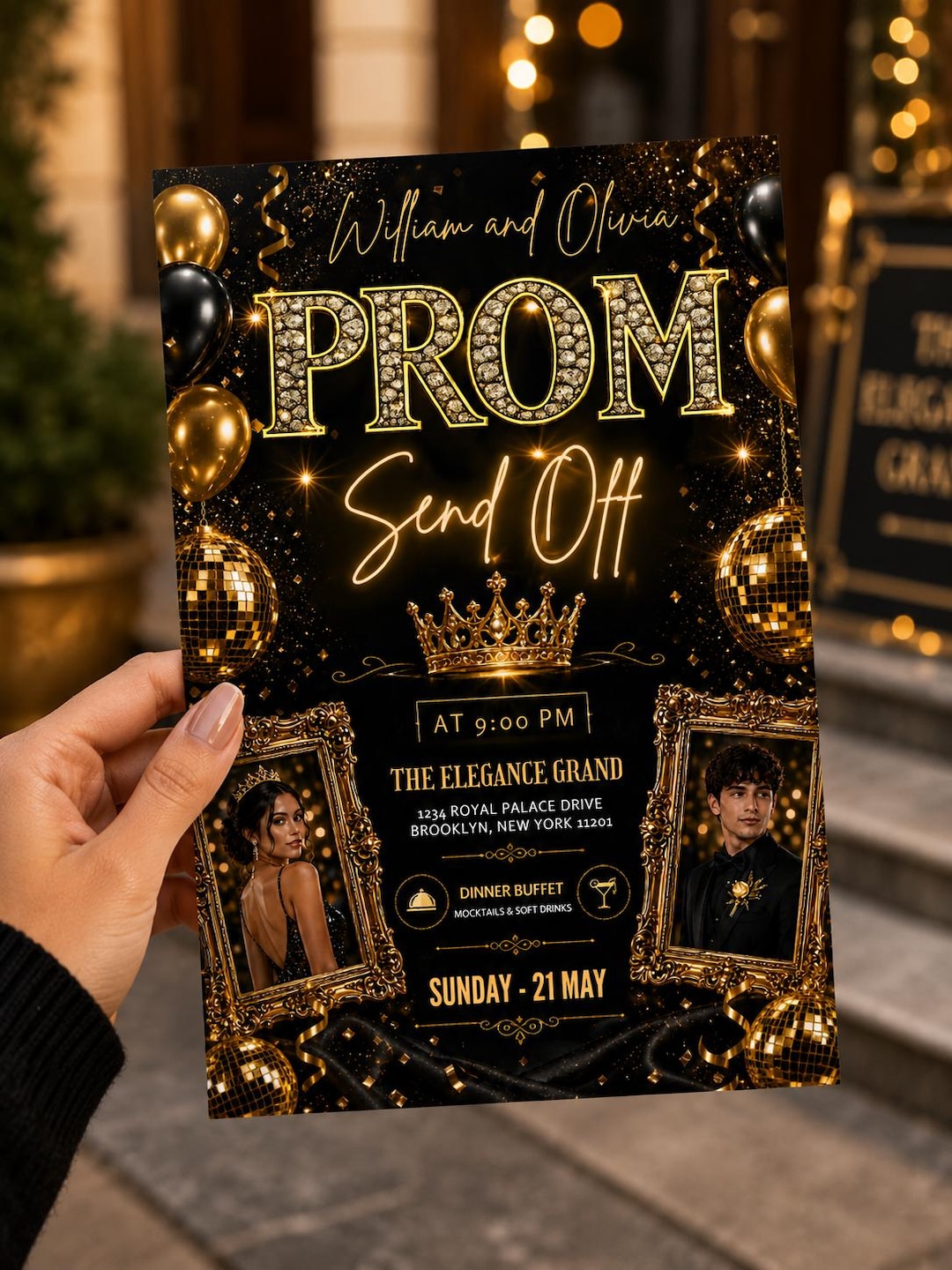 Prom Send off Invitation Template, Editable Prom Party Invite, Luxury ...