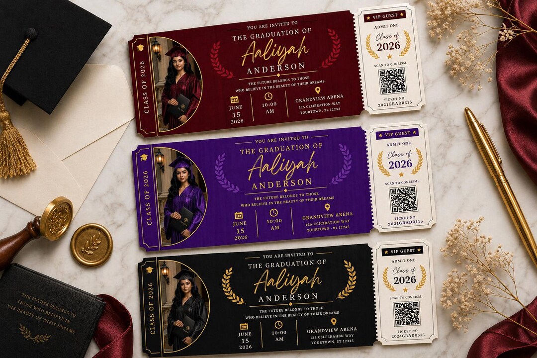 Graduation Tickets Template | Class of 2026 | Senior 2026 | Event ...
