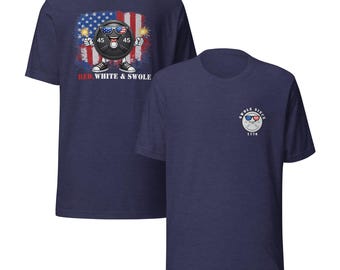 Red White and Swole Shirt, Patriotic Gym Tee, 4th of July Workout Shirt, USA Fitness T Shirt, Funny Gym Bro Tee, Independence Day Tee