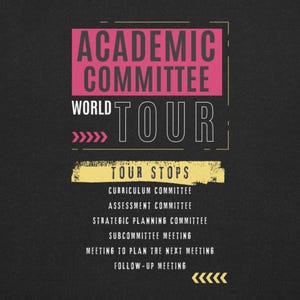 Shirt wereldtournee academisch comité, T-shirt humor Higher Ed, cadeau professor