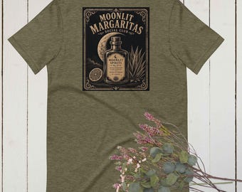Moonlit Margaritas Social Club Shirt | Vintage Apothecary Tequila Tee | Witchy Cottagecore Moon Shirt | Celestial Cocktail Graphic