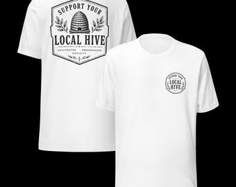 Support Local Hive Shirt, Vintage Workwear Bee Graphic Tee, Rustic Farmcore Apparel