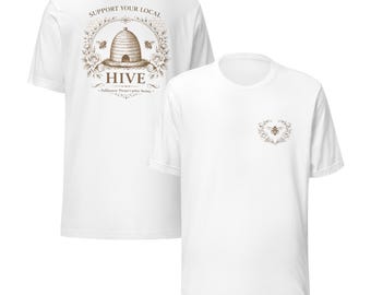 Vintage Bee Crest Shirt, Botanical Cottagecore Tee, Support Local Hive