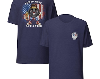 Power Mode Activated Shirt, Patriotic Gym Shirt, Funny Workout Tee, Fitness Girl Shirt, 4th of July Gym Tee, Cute Gym Shirt