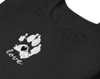 Distressed Paw Print Shirt, Dog Lover Tee, Pet Lover Gift, Dog Mom Shirt, Minimalist Dog Shirt, Rescue Dog Tee, Paw Print Love Shirt