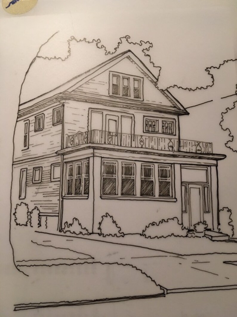 Custom House Portrait: Pen and Ink - Etsy