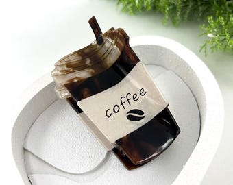Coffee Cup Hair Clip, Brown Hair Claw, Fun Hair Accessories, Large Acetate Hair Clamp