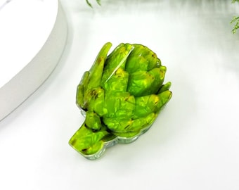 Pinza para el cabello con forma de alcachofa, pinza para el cabello con forma de vegetal verde, accesorios divertidos para el cabello, pinza para el cabello con forma de comida.