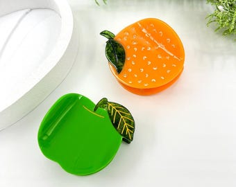 Pinza para el cabello con forma de fruta, pinza para el cabello con forma de manzana naranja, accesorios divertidos para el cabello, pinza para el cabello con forma de comida
