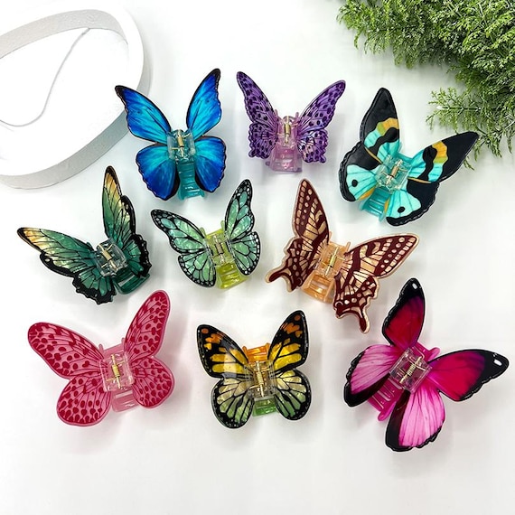 Butterfly Hair Clip, Colorful Hair Claw, Boho Hair Accessories, Fairy Acrylic Hair Clamp