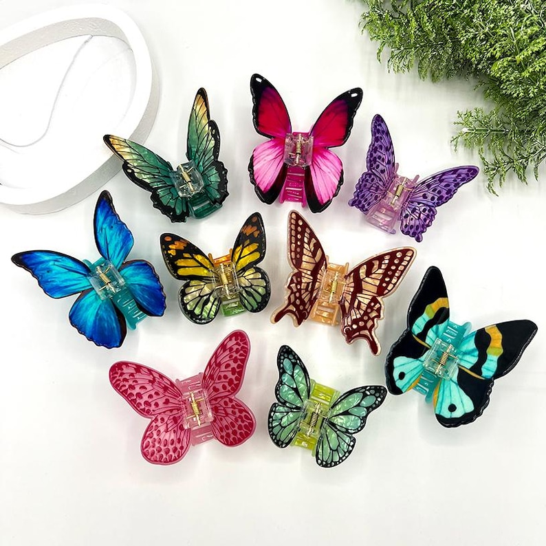 Butterfly Hair Clip, Colorful Hair Claw, Boho Hair Accessories, Fairy Acrylic Hair Clamp
