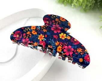 Pinza para el cabello con flores, pinza para el cabello con estampado floral, accesorios para el cabello estilo boho, pinza para el cabello colorida
