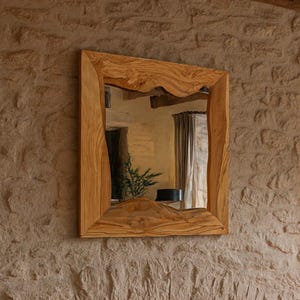 Live Edge Olive Wood Full-Length Floor Mirror, Handmade Rustic Mirror