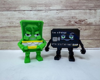 Cash or Card Brainrot Figurine Set, Money Stack Credit Card Meme Collectible