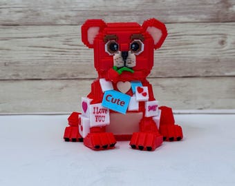 Love Love Bear Brainrot Figurine | 3D Printed Meme Collectible Desk Decor, Cake Topper