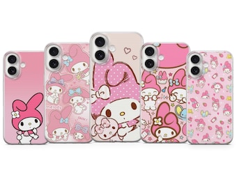Etui na telefon My Melody, urocze różowe etui na prezent dla iPhone'a 17 Pro Max, 16e, 15, 14, 12 i Samsunga S25 Ultra, S24 FE, A56, Pixela 10 XL, 9a, 8