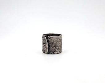 Serra Sterling Silver Wrap Ring, Sculptural Heat-Textured Band, Brutalist Style