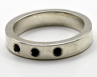 Narrow Black Spinel Ring, Size 6