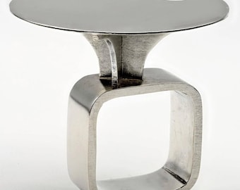 Niemeyer Ring No. 3 — Architectural Sterling Silver Statement Ring, Modernist Sculptural Jewelry