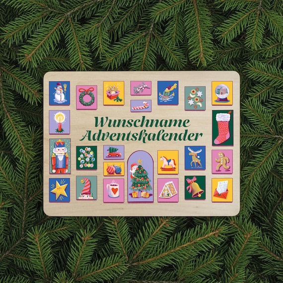 Advent Calendar Wooden Box – Custom Calendar, Reusable Christmas Box, DIY 24 Day Gift Box, Holiday Countdown for Family, Friends & Kids
