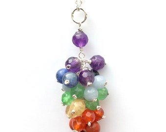 Chakra Cluster Pendant - Stones with meanings - power jewellery - believe in yourself - talisman - mixed gemstone