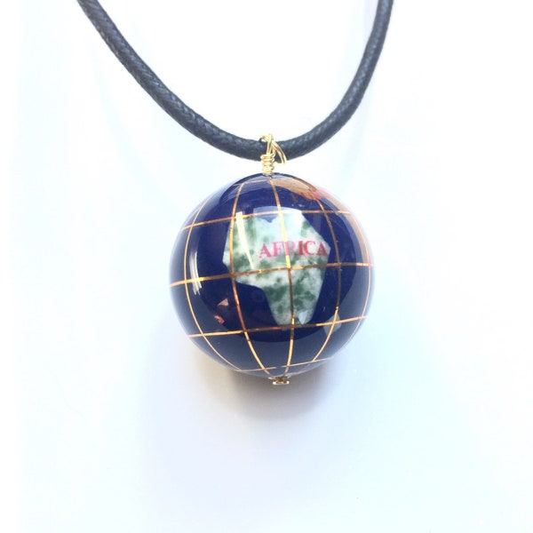 Grande Globe Pendant, inlaid with Gemstones - Birthday Gift - Wanderlust - Traveller