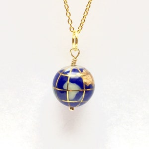 Baby Globe Pendant, inlaid with Gemstones - Birthday Gift - Wanderlust - Traveller