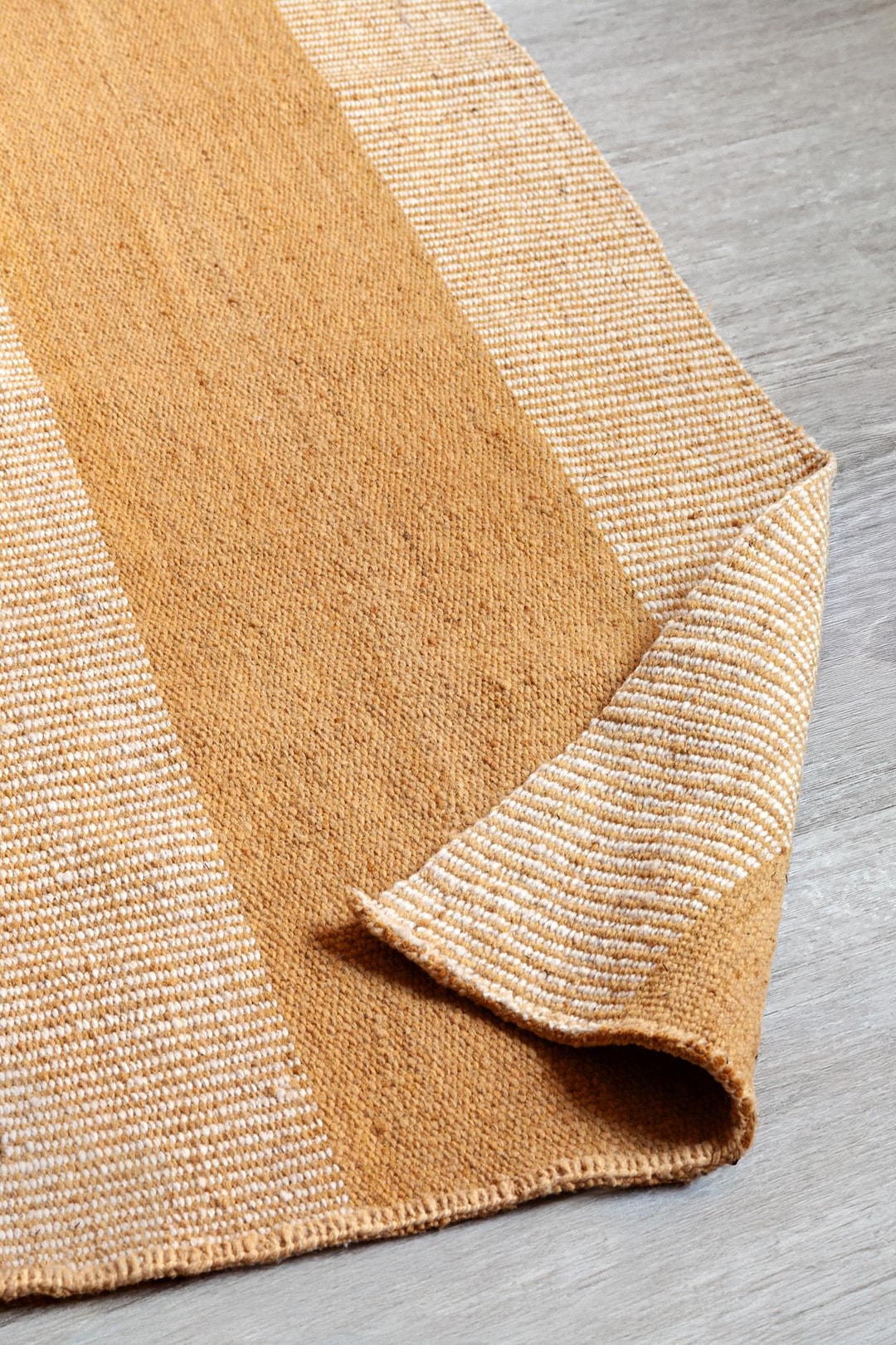 Wool Runner Rug Natural Handspun Handwoven Wool Runner Rug 2x6 – Mustard Natural Dyed Wool ...