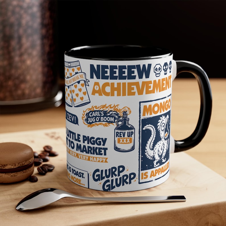 Taza de 443 ml (15 oz) conmemorativa de un nuevo logro / Taza de café inspirada en Carl, el explorador de mazmorras. imagen 8