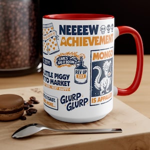 Taza de 443 ml (15 oz) conmemorativa de un nuevo logro / Taza de café inspirada en Carl, el explorador de mazmorras. imagen 2