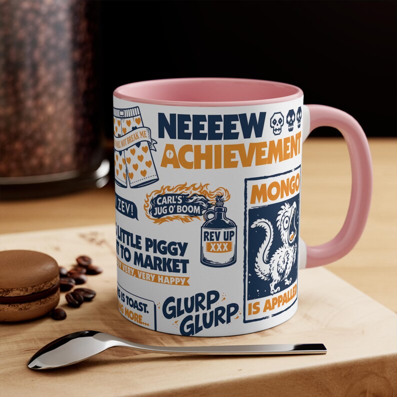 Taza de 443 ml (15 oz) conmemorativa de un nuevo logro / Taza de café inspirada en Carl, el explorador de mazmorras. imagen 9