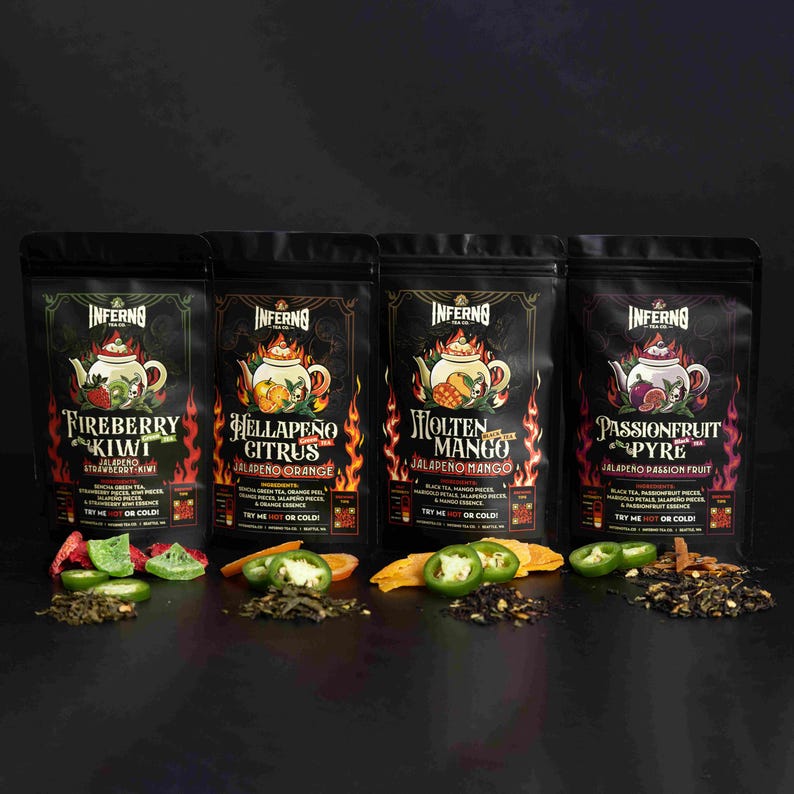 Spicy Jalapeño Citrus Green Tea, Orange Peel, Heat Lover Gift - 14 Tea ...