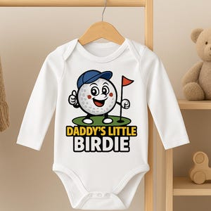 Daddy&#39;s Little Birdie Long Sleeve Baby Onesie | Golf Lover Gift for Golfing Dad